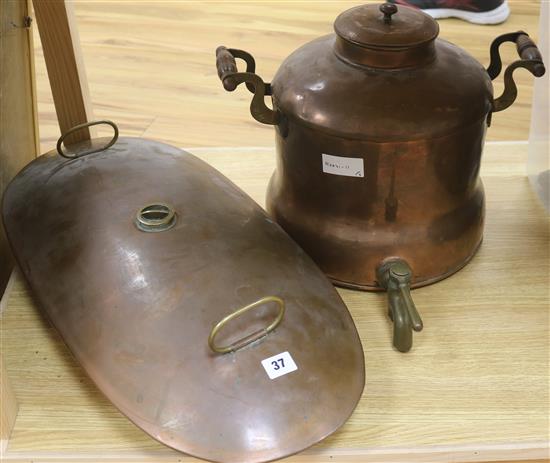 A GWR copper kettle and a warming pan